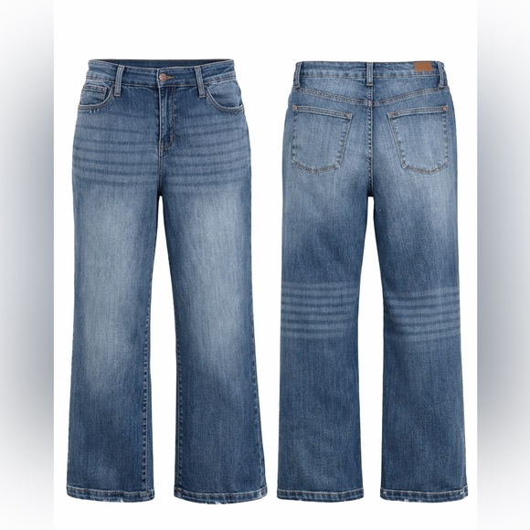 Judy Blue Denim - Judy Blue Wide Leg Distressed Style Jeans Size 16W High Rise Stretch Denim
